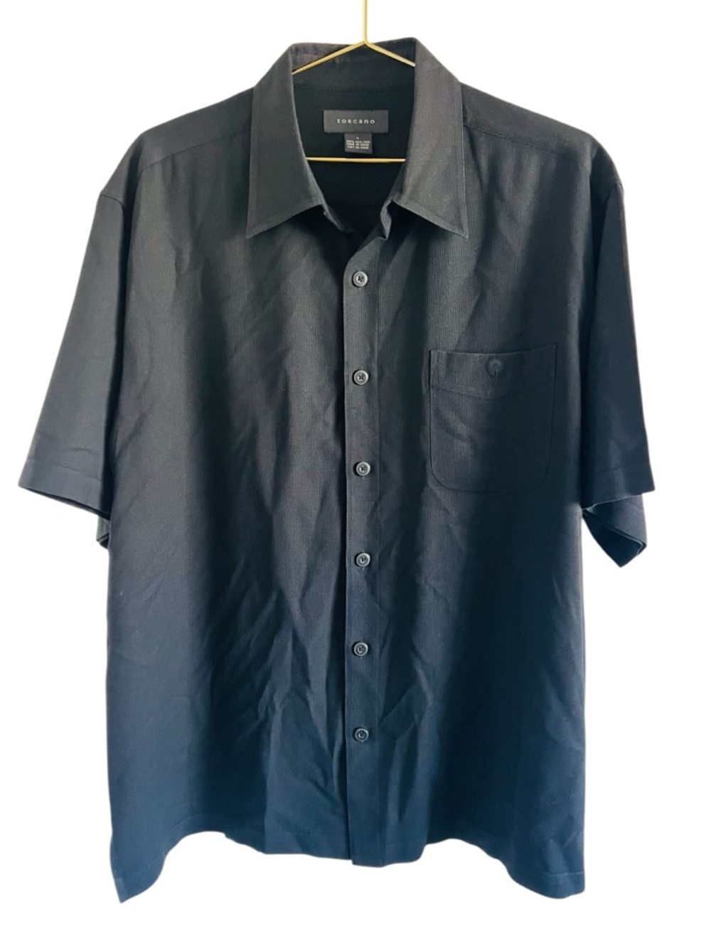Toscano Men’s Black Short Sleeve Button-Down Shirt